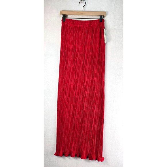 Maxi Red Formal Skirt Straight Pleated Crinkle Fabric S Praise Hymn Fashions NWT - Picture 1 of 14